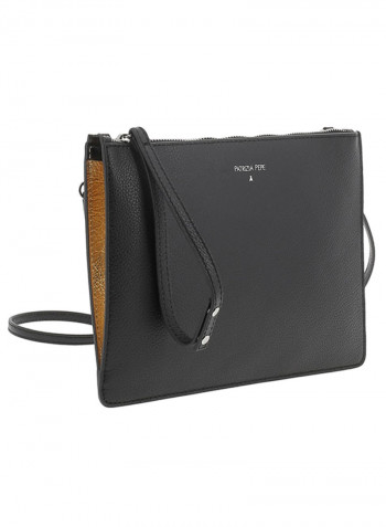 Solid Pattern Shoulder Bag Black