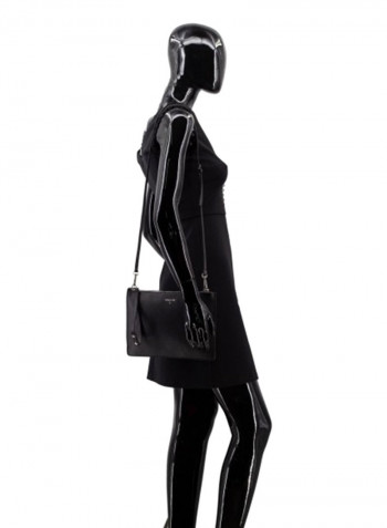 Solid Pattern Shoulder Bag Black