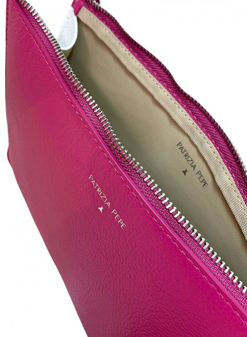 Solid Pattern Shoulder Bag Fuchsia Pink