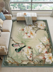 1 Piece Rectangle Simple Northern European Living Room Bedroom Bird Flower Pattern Rug multicolour 120*160(W*L)cmcm