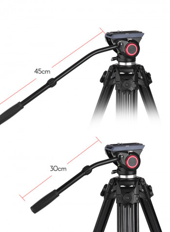 Professional Aluminum Alloy Video Tripod 67inch Black
