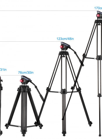 Professional Aluminum Alloy Video Tripod 67inch Black