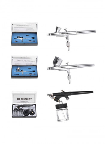 220V Professional Gravity Feed Dual Action Airbrush Air Compressor Kit Multicolour 41.50X16.00X31.00cm