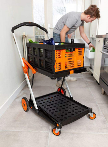 Folding Double Level Platform Trolley Orange 20/60kg