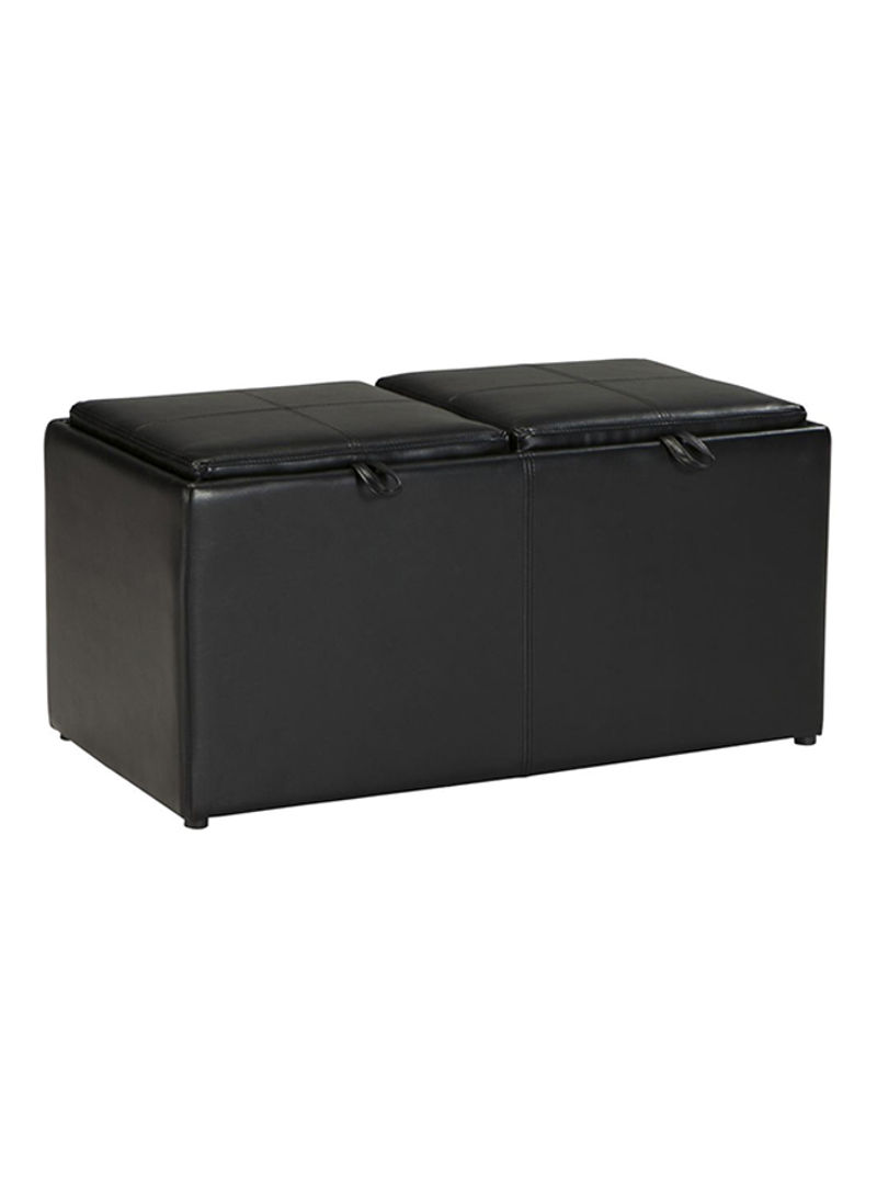 Ottoman with Flip Over Trays Black 50x50x50centimeter