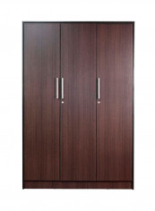 Three Door Wardrobe Armoire Brown 180x120x52centimeter