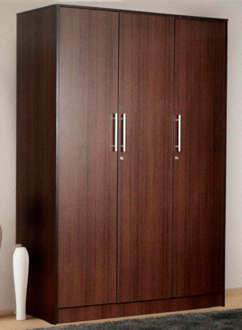Three Door Wardrobe Armoire Brown 180x120x52centimeter