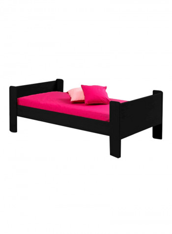 Wooden Base Bed With Mattress Black/Pink Single