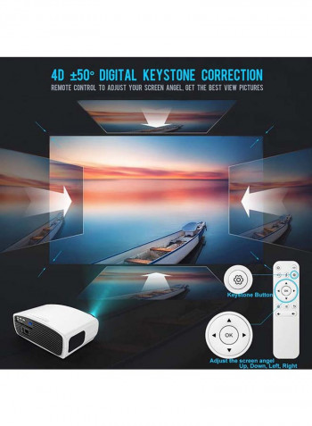 LED Projector 4K 5500 Lumens 10 Watts Stereo Speaker with 120-Inch Projector Screen PROJ-WO-19-W_SCR-04 White