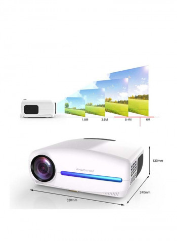 LED Projector 4K 5500 Lumens 10 Watts Stereo Speaker with 120-Inch Projector Screen PROJ-WO-19-W_SCR-04 White