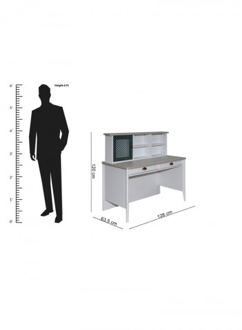 Meknes Study Desk With Hutch White/Green 63.5x120x128cm