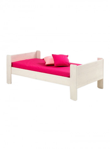 Wooden Base Bed With Mattress White/Pink Single