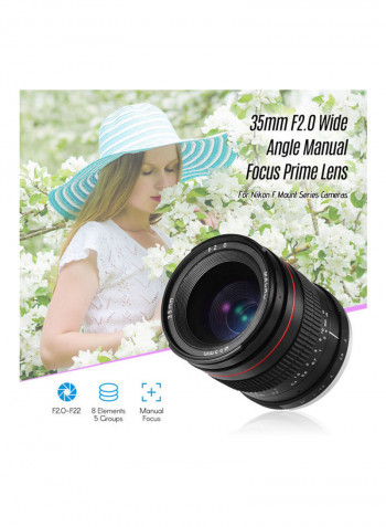F2.0 Wide Angle Manual Focus Prime Lens Black/White