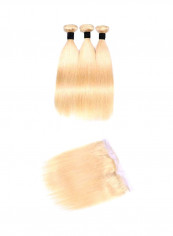 3-Piece Brazilian Straight Hair Extensions 613 Blonde