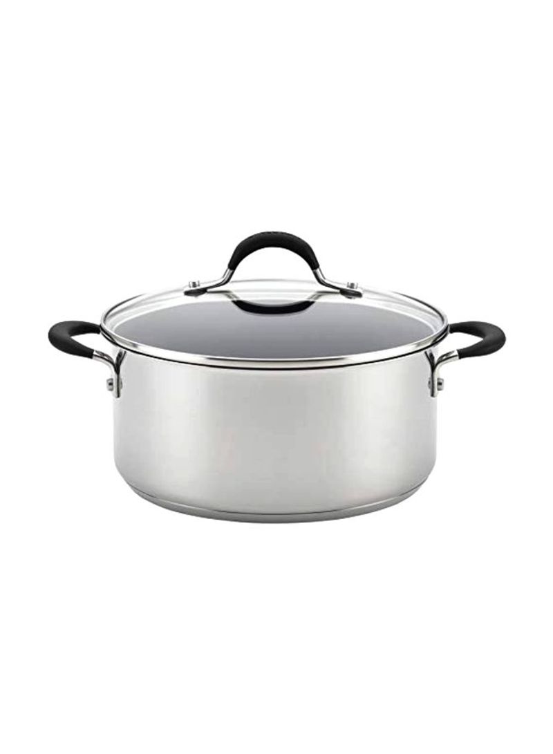 Stainless Steel Dutch Oven With Lid Silver/Clear 5Quart