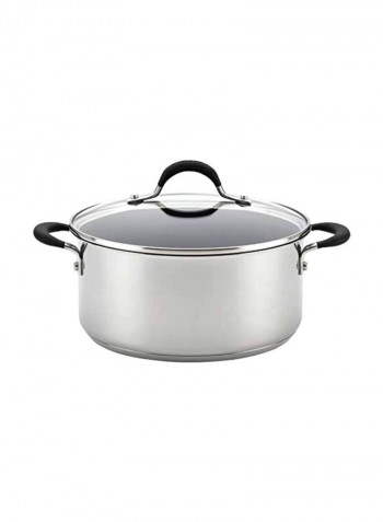 Stainless Steel Dutch Oven With Lid Silver/Clear 5Quart