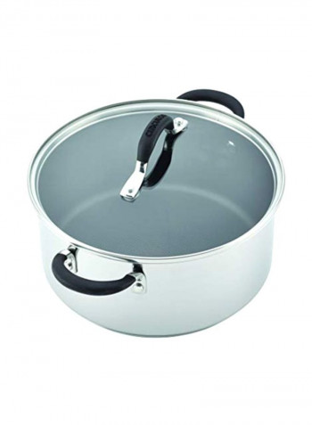 Stainless Steel Dutch Oven With Lid Silver/Clear 5Quart