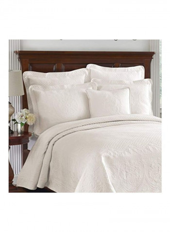 Textured Pattern Bedspreads Coverlet Ivory 120x102inch