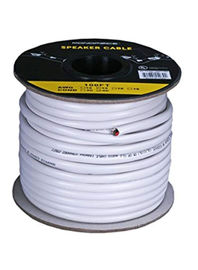 CL2 Rated 4-Conductor Speaker Cable 100feet White/Gold/Red