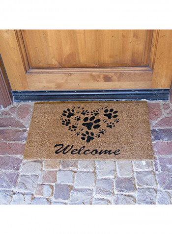 Heart-Shaped Paws Welcome Mat Black/Brown 0.625X30X18inch