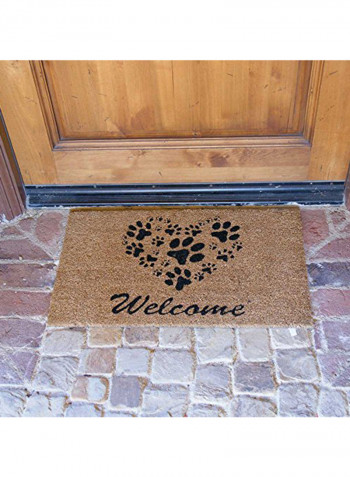 Heart-Shaped Paws Welcome Mat Black/Brown 0.625X30X18inch