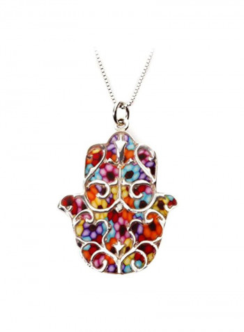 925 Sterling Silver Fleur-de-Lis Polymer Clay Pendant Necklace