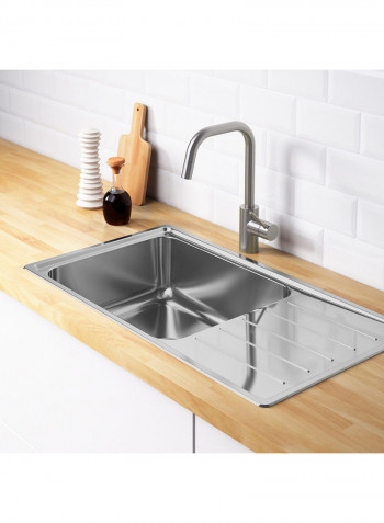 Inset Sink Bowl With Drainboard Multicolour 86x47centimeter