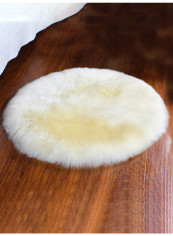Round Shaped Furry Rug White 60centimeter