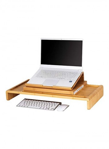 Wooden Monitor And Laptop Stand Riser Beige