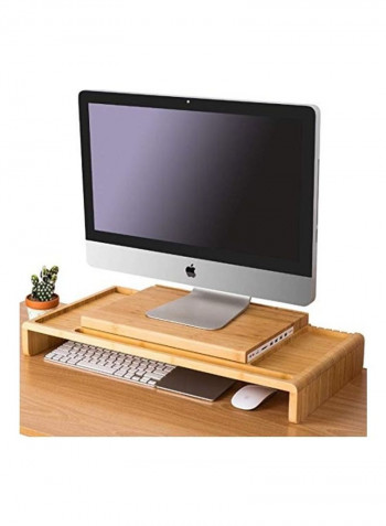 Wooden Monitor And Laptop Stand Riser Beige