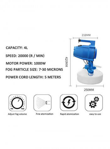 Electric ULV Cold Fog Sprayer Blue 25x42x25centimeter