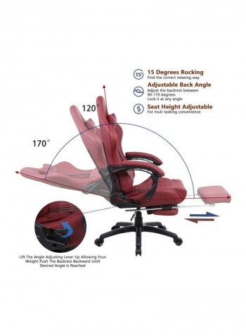 Gaming Chair Racing Style With Retractable Footrest Red
