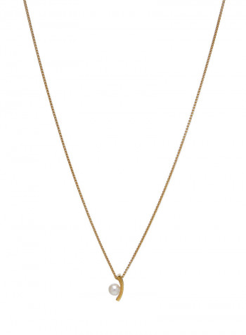 18 Karat Yellow Gold Freshwater Pearl Crescent Pendant