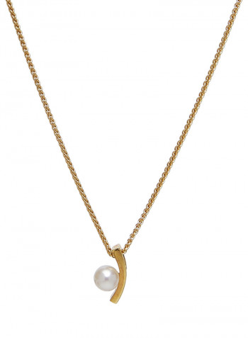18 Karat Yellow Gold Freshwater Pearl Crescent Pendant
