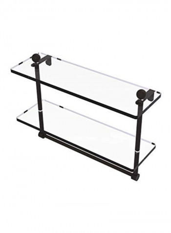 Two Tiered Integrated Towel Bar Glass Shelf Oil Rubbed Bronze/Clear 16inch
