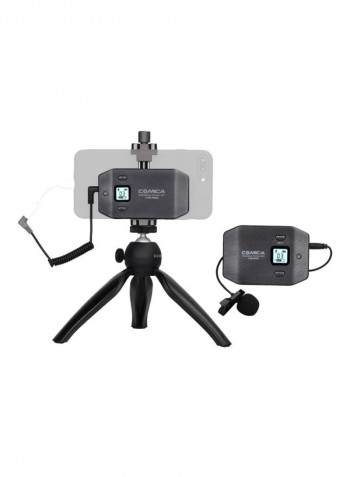 6-Channel UHF Wireless Microphone With Phone Clamp And Mini Tripod LU-D8068 Black