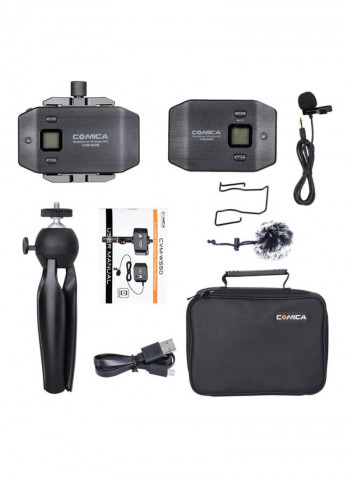 6-Channel UHF Wireless Microphone With Phone Clamp And Mini Tripod LU-D8068 Black