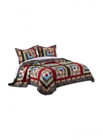 3-Piece Cotton Quilt Set Multicolour Queen