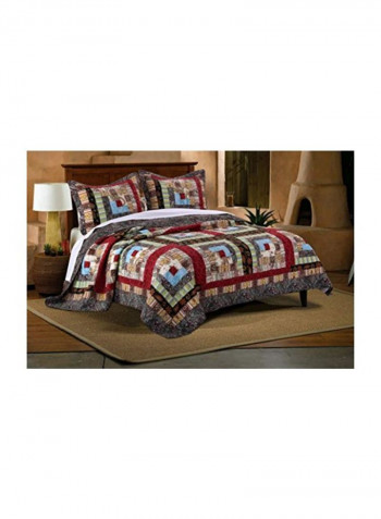 3-Piece Cotton Quilt Set Multicolour Queen