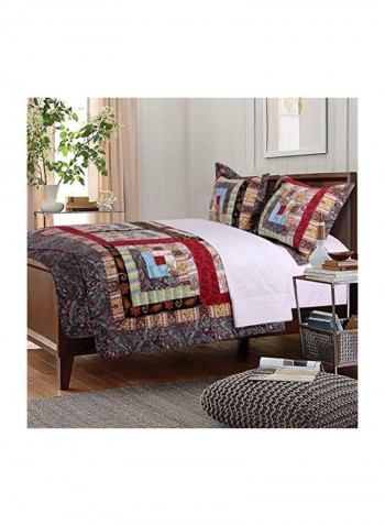 3-Piece Cotton Quilt Set Multicolour Queen