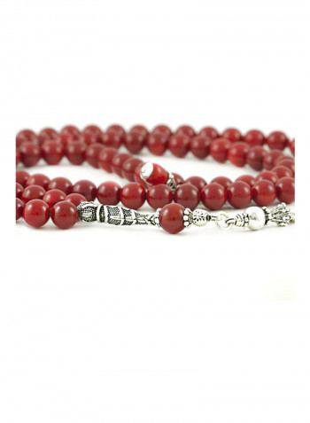 Coral Prayer Beads (99 Beads) with Sterling Silver components
