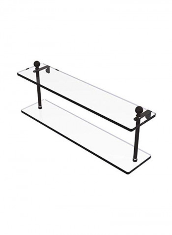 2-Tier Mambo Collection Glass Shelf Clear/Black 22inch