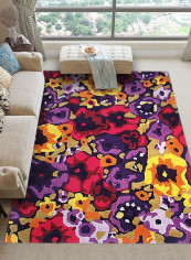 Bedroom Carpet Color Block Flower Pattern Rectangular Living Room Rug multicolour 120*160(W*L)cmcm