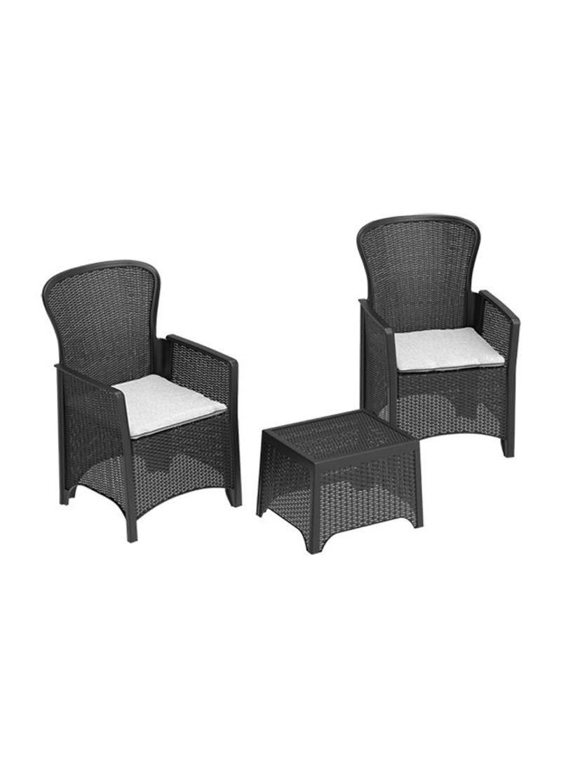 Cedarattan Plastic Rattan Lounge Duo Set Black