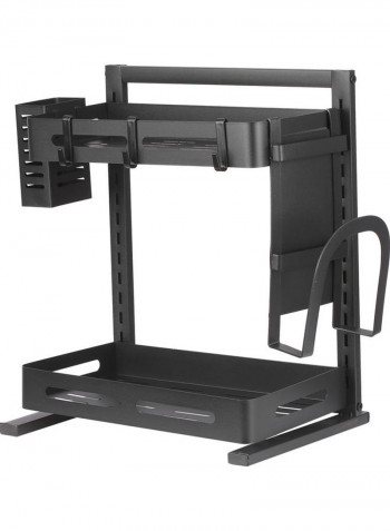 2-Tier Spice Rack with Chopsticks Rest and Cutting Board Holder Black 63 x 7 x 39cm