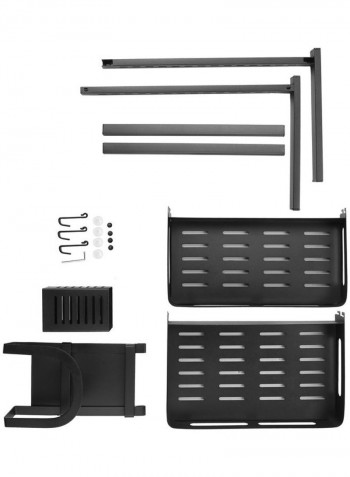 2-Tier Spice Rack with Chopsticks Rest and Cutting Board Holder Black 63 x 7 x 39cm