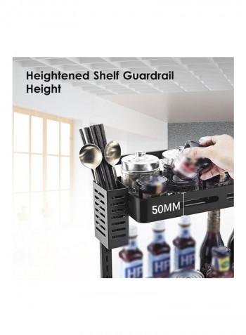 2-Tier Spice Rack with Chopsticks Rest and Cutting Board Holder Black 63 x 7 x 39cm