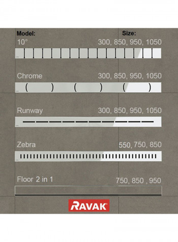 Floor Drain Stainless Steel OZ Runway Silver 300x60millimeter