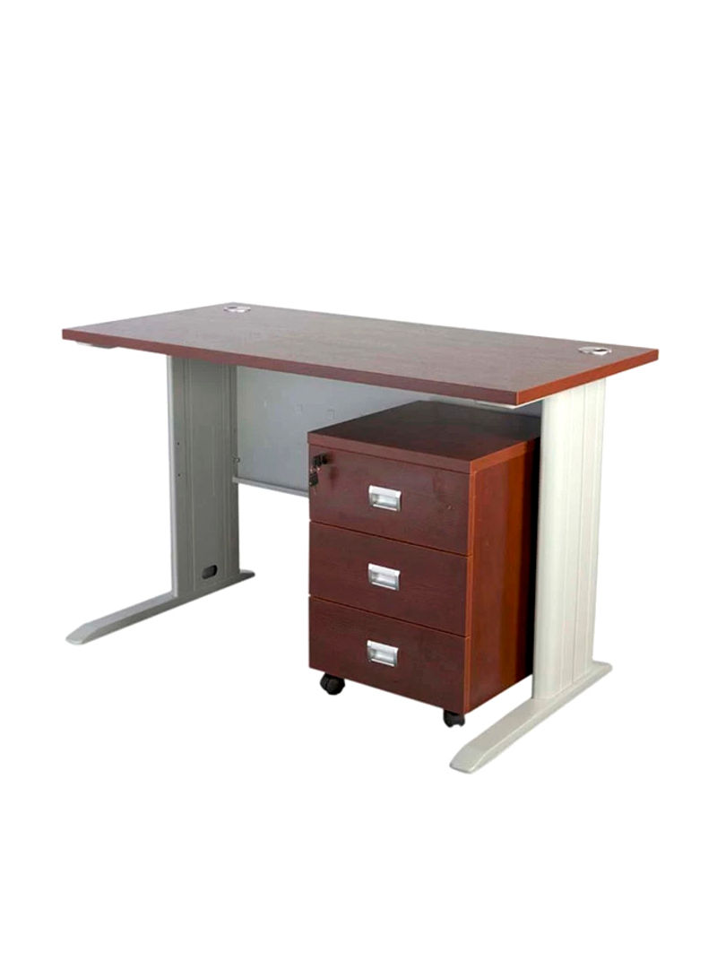 Stazion Office Desk With Drawers Brown/Silver 75x120x60centimeter