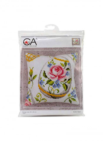 Feast Stamped Cushion Kit وردي/أزرق/أخضر